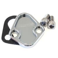 BILLET FUEL PUMP BLOCK OFF    CHROME CHRY  BBF SBF BBC