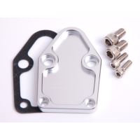 BILLET FUEL PUMP BLOCK OFF    PLATE SILVER SUITS SBC