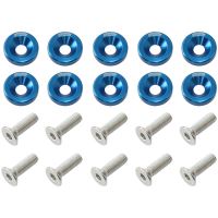 BILLET DRESS UP FENDER BOLT 10 PACK 1/4 UNC UHL 25MM BLUE