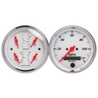 GAUGE KIT, 2 PC., QUAD & SPEEDOMETER, 3 3/8", ARCTIC WHITE