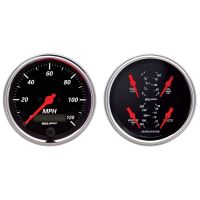 GAUGE KIT, 2 PC., QUAD & SPEEDOMETER, 3 3/8", DESIGNER BLACK