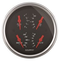 GAUGE, QUAD, 3 3/8", 0OE-90OF, ELEC, DESIGNER BLACK