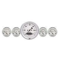 GAUGE KIT, 2 PC., QUAD & SPEEDOMETER, 3 3/8", OLD TYME WHITE
