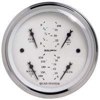 GAUGE, QUAD, 3 3/8", 240OE-33OF, ELEC, OLD TYME WHITE