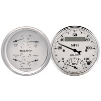 GAUGE KIT, 2 PC., QUAD & TACH/SPEEDO, 3 3/8", OLD TYME WHITE