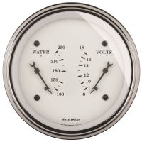 GAUGE, DUAL, WTMP & VOLT, 3 3/8", 250ºF & 18V, ELEC, OLD TYM