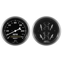 GAUGE KIT, 2 PC., QUAD & SPEEDOMETER, 3 3/8", OLD TYME BLACK