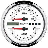 GAUGE, TACH/SPEEDO, 4 1/2", 8K RPM/120 MPH, WHITE, PRO-CYCLE