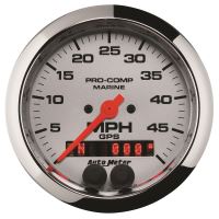 GAUGE, SPEEDOMETER, 3 3/8", 50MPH, GPS, MARINE CHROME