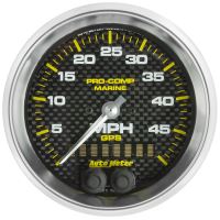 GAUGE, SPEEDOMETER, 3 3/8", 50MPH, GPS, MARINE CARBON FIBER