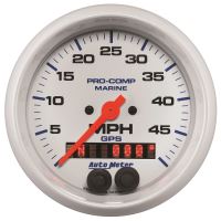 GAUGE, SPEEDOMETER, 3 3/8", 50MPH, GPS, MARINE WHITE