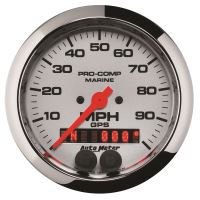 GAUGE, SPEEDOMETER, 3 3/8", 100MPH, GPS, MARINE CHROME