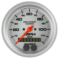 GAUGE, SPEEDOMETER, 3 3/8", 120MPH, GPS, MARINE SILVER