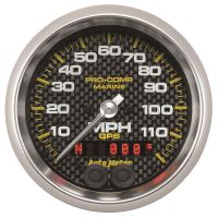 GAUGE, SPEEDOMETER, 3 3/8", 120MPH, GPS, MARINE CARBON FIBER