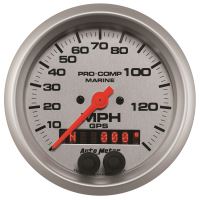 GAUGE, SPEEDOMETER, 3 3/8", 140MPH, GPS, MARINE SILVER
