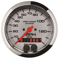 GAUGE, SPEEDOMETER, 3 3/8", 140MPH, GPS, MARINE CHROME