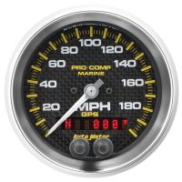 GAUGE, SPEEDOMETER, 3 3/8", 200MPH, GPS, MARINE CARBON FIBER
