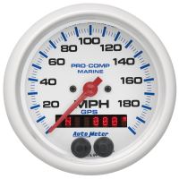 GAUGE, SPEEDOMETER, 3 3/8", 200MPH, GPS, MARINE WHITE
