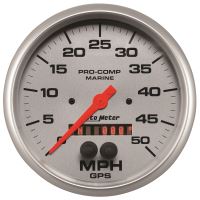 GAUGE, SPEEDOMETER, 5", 50MPH, GPS, MARINE SILVER
