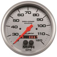GAUGE, SPEEDOMETER, 5", 120MPH, GPS, MARINE SILVER