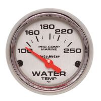GAUGE, WATER TEMP, 2 1/16", 100-250ºF, ELECTRIC, MARINE CHRO
