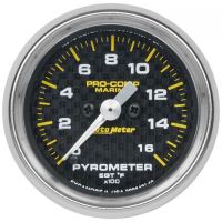 GAUGE, PYROMETER, 2 1/16", 0-1,600ºF, MARINE CARBON FIBER