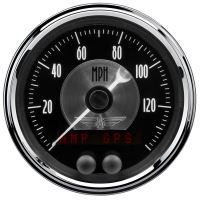 GAUGE, SPEEDOMETER, 3 3/8", 140 MPH, GPS, PRESTIGE BLK. DIAM