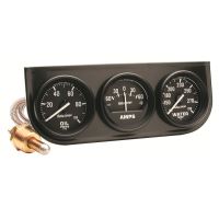 GAUGE CONSOLE, OILP/WTMP/AMP, 2", 100PSI/280ºF/60A, BLK DIAL