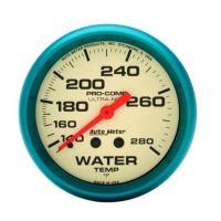 GAUGE, WATER TEMP, 2 5/8", 140-280ºF, MECH., GLOW IN THE DAR