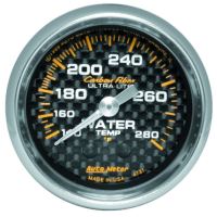 GAUGE, WATER TEMP, 2 1/16", 140-280ºF, MECHANICAL, CARBON FI