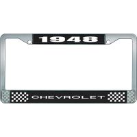1948 CHEVROLET BLACK AND CHROME LICENSE PLATE FRAME WITH WHI