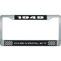 1949 CHEVROLET BLACK AND CHROME LICENSE PLATE FRAME WITH WHI