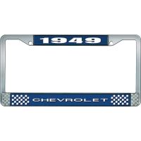 1949 CHEVROLET BLUE AND CHROME LICENSE PLATE FRAME WITH WHIT