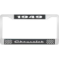 1949 CHEVROLET BLACK AND CHROME LICENSE PLATE FRAME WITH WHI