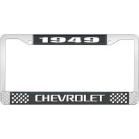 1949 CHEVROLET BLACK AND CHROME LICENSE PLATE FRAME WITH WHI