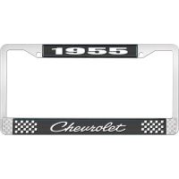 1955 CHEVROLET BLACK AND CHROME LICENSE PLATE FRAME WITH WHI