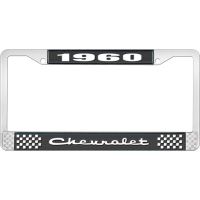 1960 CHEVROLET BLACK AND CHROME LICENSE PLATE FRAME WITH WHI