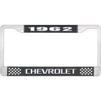 1962 CHEVROLET BLACK AND CHROME LICENSE PLATE FRAME WITH WHI