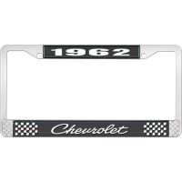 1962 CHEVROLET BLACK AND CHROME LICENSE PLATE FRAME WITH WHI
