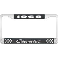 1968 CHEVROLET BLACK AND CHROME LICENSE PLATE FRAME WITH WHI