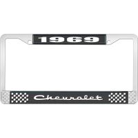 1969 CHEVROLET BLACK AND CHROME LICENSE PLATE FRAME WITH WHI