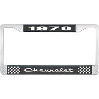1970 CHEVROLET BLACK AND CHROME LICENSE PLATE FRAME WITH WHI