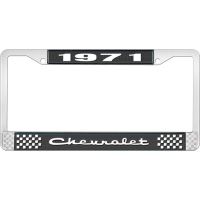 1971 CHEVROLET BLACK AND CHROME LICENSE PLATE FRAME WITH WHI