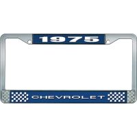 1975 CHEVROLET BLUE AND CHROME LICENSE PLATE FRAME WITH WHIT