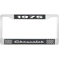 1975 CHEVROLET BLACK AND CHROME LICENSE PLATE FRAME WITH WHI