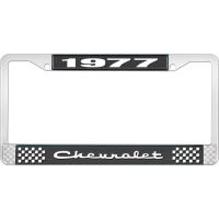 1977 CHEVROLET BLACK AND CHROME LICENSE PLATE FRAME WITH WHI