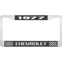 1977 CHEVROLET BLACK AND CHROME LICENSE PLATE FRAME WITH WHI
