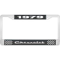 1979 CHEVROLET BLACK AND CHROME LICENSE PLATE FRAME WITH WHI
