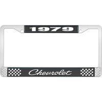 1979 CHEVROLET BLACK AND CHROME LICENSE PLATE FRAME WITH WHI