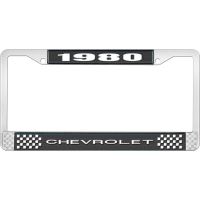 1980 CHEVROLET BLACK AND CHROME LICENSE PLATE FRAME WITH WHI